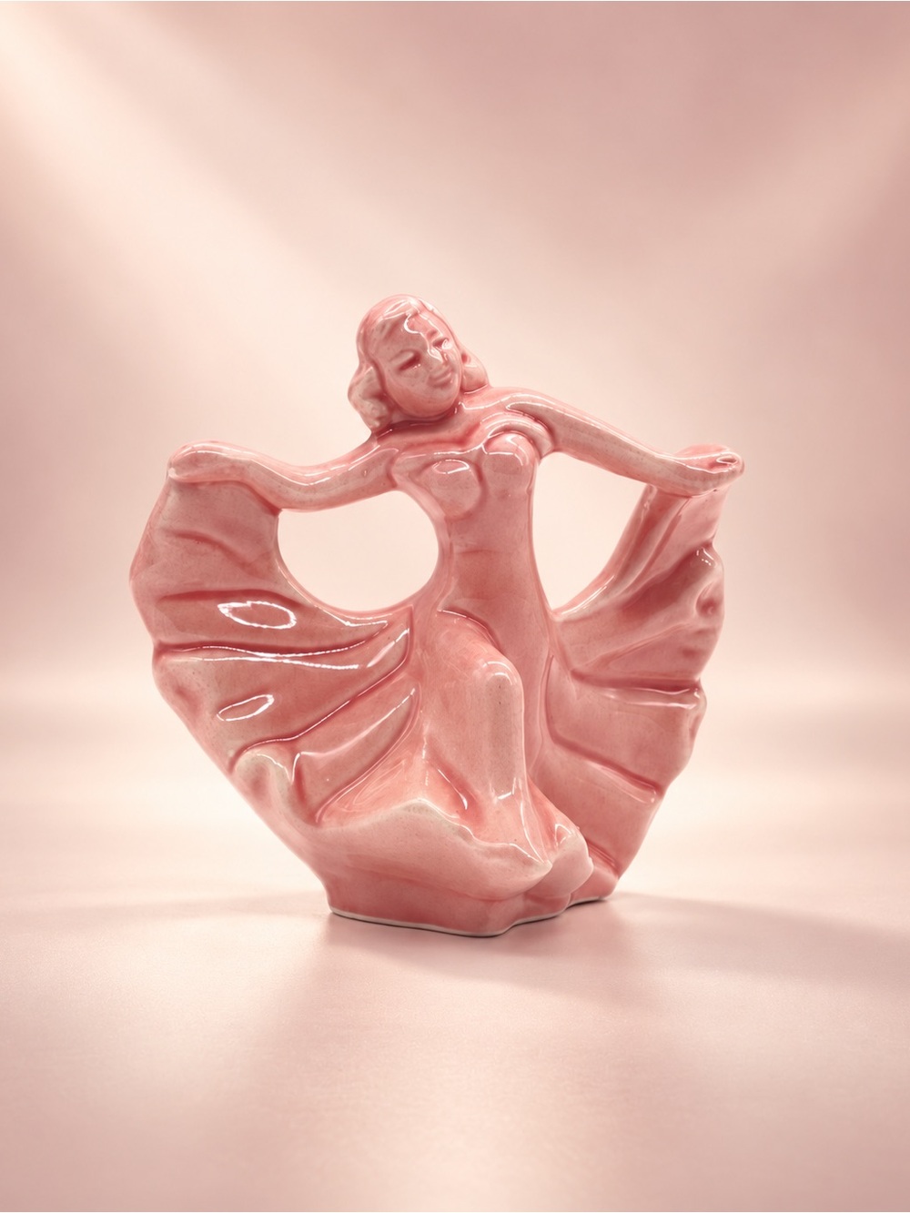 Walker Pottery Monrovia Pink Dancing Lady Figurine #900 Vintage 1940s